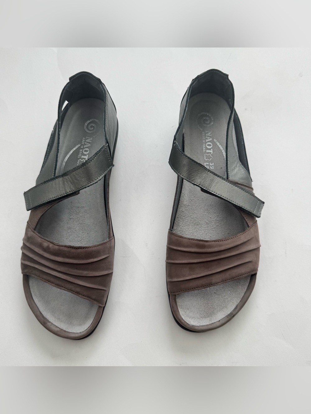 Naot Papaki Two-Tone Metallic Leather Comfort Sandals Brown Gray Women’s 39 / 8
